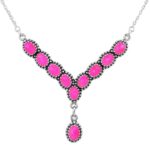 Hot Pink Fire Opal 18″ 925 Sterling Silver Necklace (REXT61-159)