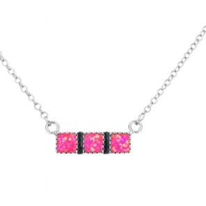 Hot Pink Fire Opal 18″ 925 Sterling Silver Necklace (RS10-345)