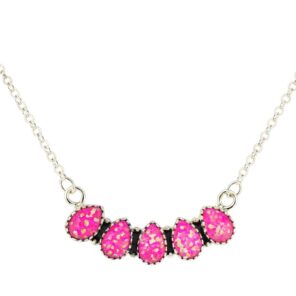 Hot Pink Fire Opal 18″ 925 Sterling Silver Necklace (RS10-352)