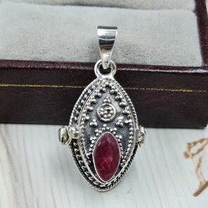 Ruby 925 Sterling Silver Poison Box Pendant (REXT124-6)