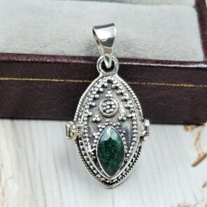 Emerald 925 Sterling Silver Poison Box Pendant (REXT124-4)