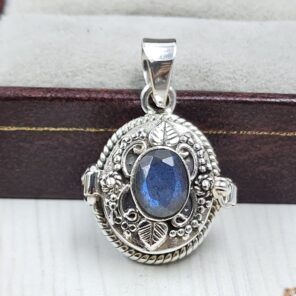 Labradorite 925 Sterling Silver Poison Box Pendant (REXT124-24)