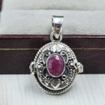 Ruby 925 Sterling Silver Poison Box Pendant (REXT124-25)