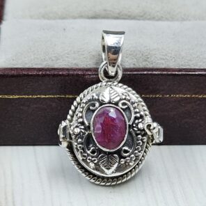 Ruby 925 Sterling Silver Poison Box Pendant (REXT124-25)