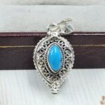 Kingman Turquoise 925 Sterling Silver Poison Box Pendant (REXT124-19)