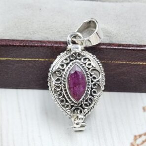 Ruby 925 Sterling Silver Poison Box Pendant (REXT124-16)