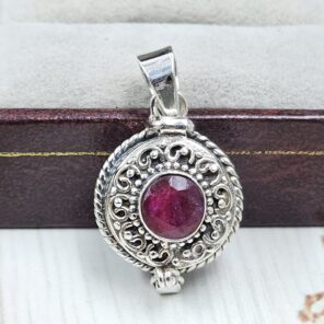 Ruby 925 Sterling Silver Poison Box Pendant (REXT124-7)
