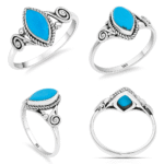 Kingman Turquoise 925 Sterling Silver Dainty Ring (RS66-61)