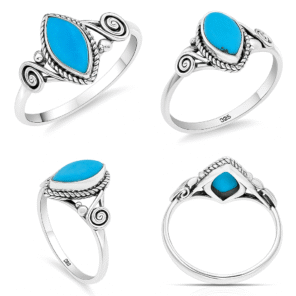 Kingman Turquoise 925 Sterling Silver Dainty Ring (RS66-61)