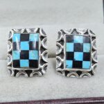 Mohave Turquoise & Checkerboard 925 Sterling Silver Studs Earring (RSEXT2-1)