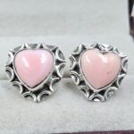 Pink Queen Conch & Checkerboard 925 Sterling Silver Studs Earring (RSEXT2-9)