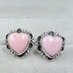 Pink Queen Conch & Checkerboard 925 Sterling Silver Studs Earring (RSEXT2-10)