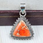 Orange Sea Sediment Jasper 1" 925 Sterling Silver Pendant (RS12-229)