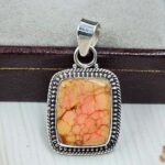 Orange Sea Sediment Jasper 1" 925 Sterling Silver Pendant (RS12-230)