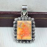 Orange Sea Sediment Jasper 1" 925 Sterling Silver Pendant (RS12-232)