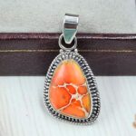 Orange Sea Sediment Jasper 1" 925 Sterling Silver Pendant (RS12-233)