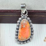 Orange Sea Sediment Jasper 1.25" 925 Sterling Silver Pendant (RS12-234)