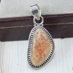 Orange Sea Sediment Jasper 1" 925 Sterling Silver Pendant (RS12-235)