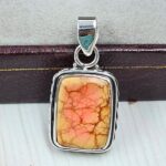 Orange Sea Sediment Jasper 1" 925 Sterling Silver Pendant (RS12-236)