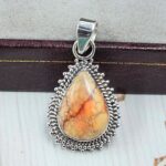 Orange Sea Sediment Jasper 1" 925 Sterling Silver Pendant (RS12-239)
