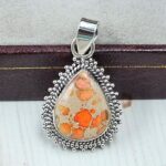 Orange Sea Sediment Jasper 1" 925 Sterling Silver Pendant (RS12-240)