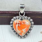 Orange Sea Sediment Jasper 1" 925 Sterling Silver Pendant (RS12-241)