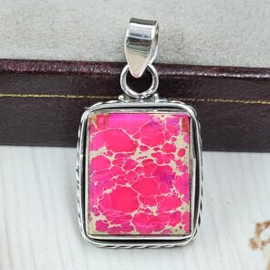 Pink Sea Sediment Jasper 1.25" 925 Sterling Silver Pendant (REXT120-30)
