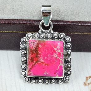 Pink Sea Sediment Jasper 1.25" 925 Sterling Silver Pendant (REXT120-44)