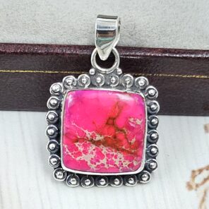 Pink Sea Sediment Jasper 1.25" 925 Sterling Silver Pendant (REXT120-43)