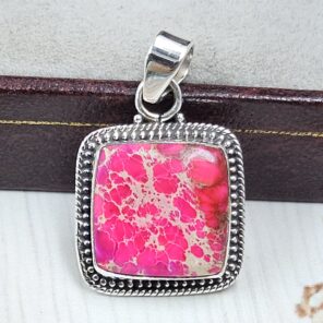 Pink Sea Sediment Jasper 1.25" 925 Sterling Silver Pendant (REXT120-41)