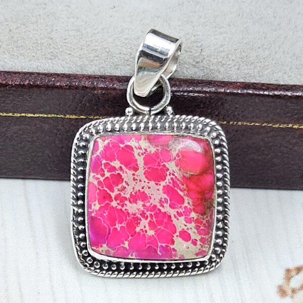 Pink Sea Sediment Jasper 1.25" 925 Sterling Silver Pendant (REXT120-41)