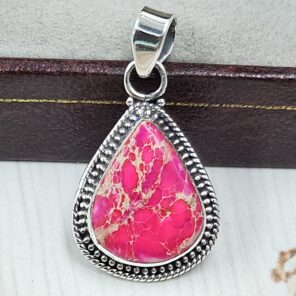 Pink Sea Sediment Jasper 1.25" 925 Sterling Silver Pendant (REXT120-40)