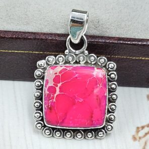 Pink Sea Sediment Jasper 1.25" 925 Sterling Silver Pendant (REXT120-39)
