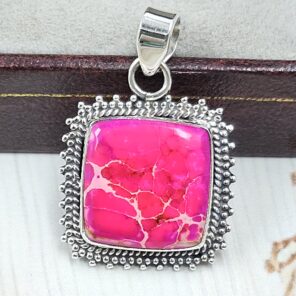 Pink Sea Sediment Jasper 1.25" 925 Sterling Silver Pendant (REXT120-38)