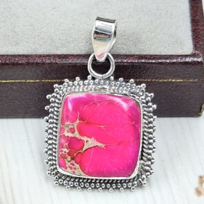 Pink Sea Sediment Jasper 1.25" 925 Sterling Silver Pendant (REXT120-37)