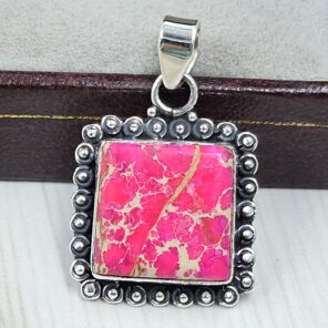 Pink Sea Sediment Jasper 1.25" 925 Sterling Silver Pendant (REXT120-36)