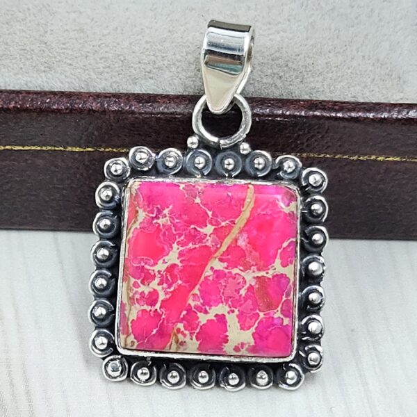 Pink Sea Sediment Jasper 1.25" 925 Sterling Silver Pendant (REXT120-36)