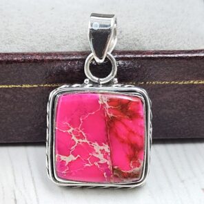 Pink Sea Sediment Jasper 1.25" 925 Sterling Silver Pendant (REXT120-34)