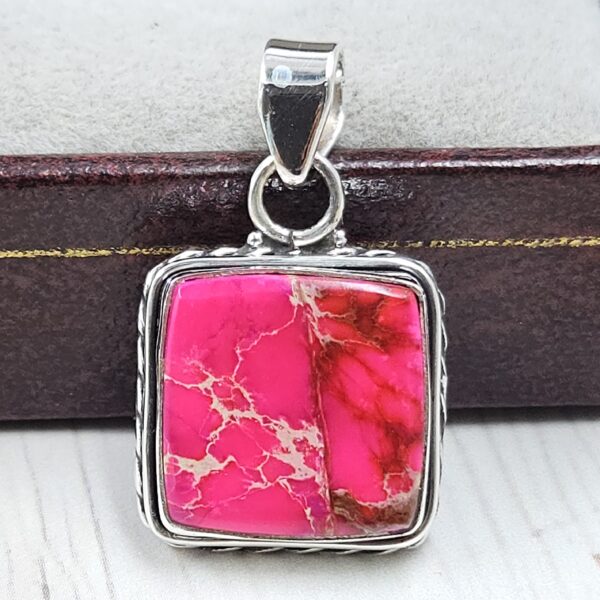 Pink Sea Sediment Jasper 1.25" 925 Sterling Silver Pendant (REXT120-34)