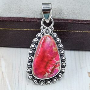 Pink Sea Sediment Jasper 1.25" 925 Sterling Silver Pendant (REXT120-33)