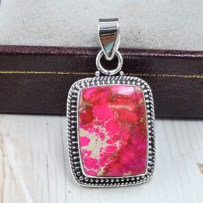 Pink Sea Sediment Jasper 1.25" 925 Sterling Silver Pendant (REXT120-29)
