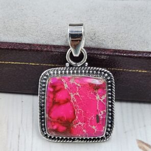 Pink Sea Sediment Jasper 1.25" 925 Sterling Silver Pendant (REXT120-15)