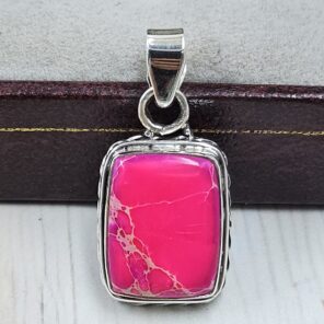Pink Sea Sediment Jasper 1.25" 925 Sterling Silver Pendant (REXT120-32)