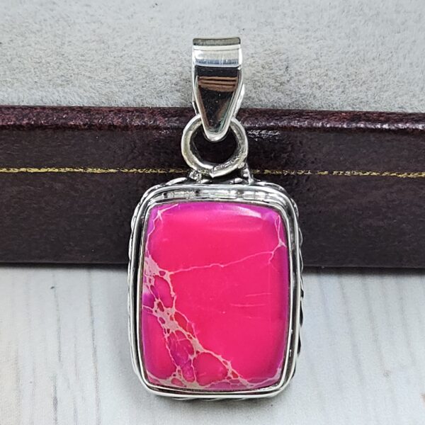 Pink Sea Sediment Jasper 1.25" 925 Sterling Silver Pendant (REXT120-32)
