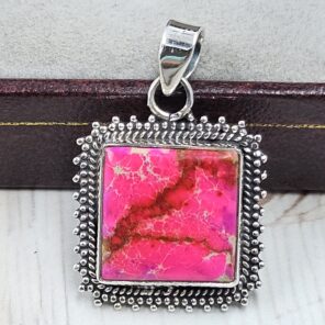 Pink Sea Sediment Jasper 1.25" 925 Sterling Silver Pendant (REXT120-31)