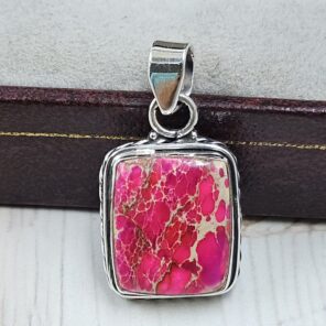 Pink Sea Sediment Jasper 1.25" 925 Sterling Silver Pendant (REXT120-28)