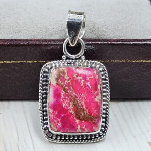Pink Sea Sediment Jasper 1.25" 925 Sterling Silver Pendant (REXT120-27)