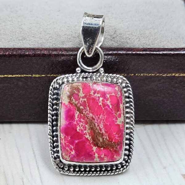 Pink Sea Sediment Jasper 1.25" 925 Sterling Silver Pendant (REXT120-27)