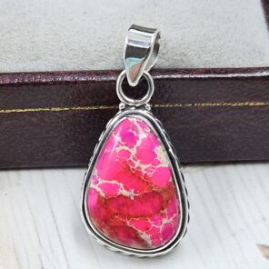 Pink Sea Sediment Jasper 1.25" 925 Sterling Silver Pendant (REXT120-26)