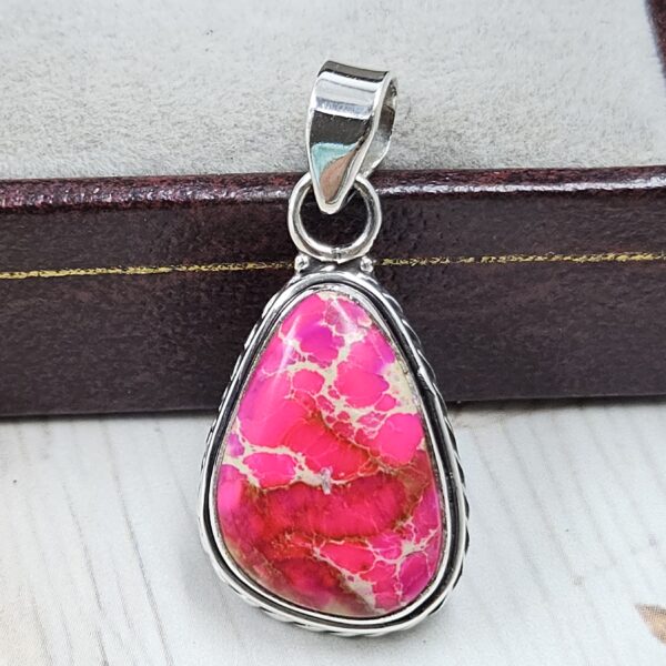 Pink Sea Sediment Jasper 1.25" 925 Sterling Silver Pendant (REXT120-26)
